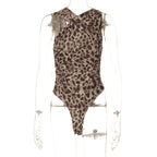 Damen Figurbetontes Bodysuit mit raffinierten Raffungselementen und Animal-Print R&B