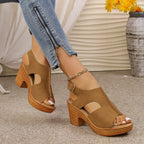 Damen Plateau-Sandalen mit offener Zehenpartie und verstellbarem Riemen