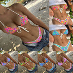 Damen Triangel-Bikini mit lR&Bhaftem Blumenmuster und raffinierten BindR&Bändern R&B