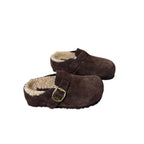 Damen Komfortable Suede Clogs mit weichem Innenfutter und dekorativer Schnalle R&B