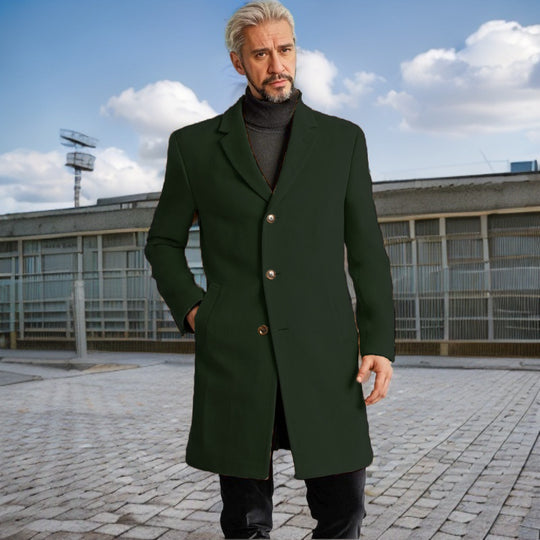 Herren Eleganter Langmantel mit modischen Knöpfen und hochwertigem Stoff R&B