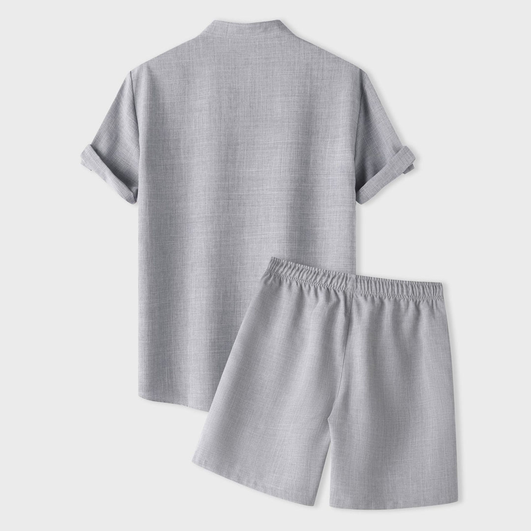 Damen Kurzarm Pyjama-Set aus atmungsaktivem Stoff mit elastischem Bund R&B
