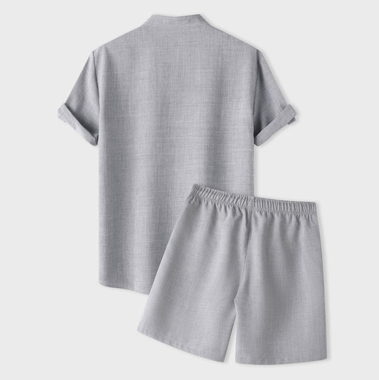 Damen Kurzarm Pyjama-Set aus atmungsaktivem Stoff mit elastischem Bund R&B
