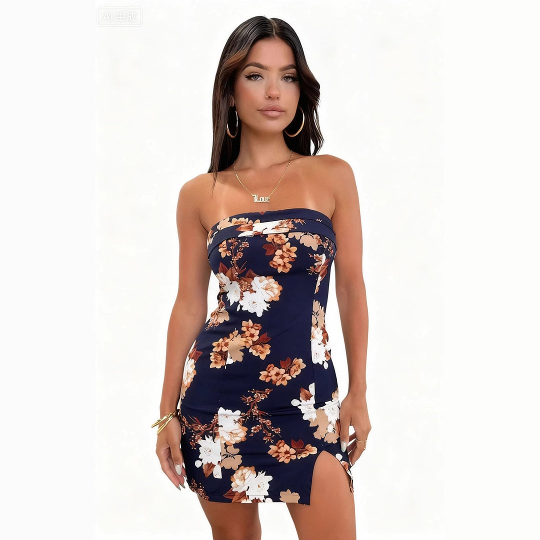 Damen Blumenmuster Minikleid R&B