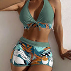 Damen Bikini-Set mit verspieltem Pflanzenmuster R&B