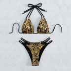 Damen Triangel-Bikini mit außergewöhnlichem Schlangenleder-Design und eleganten Riemen