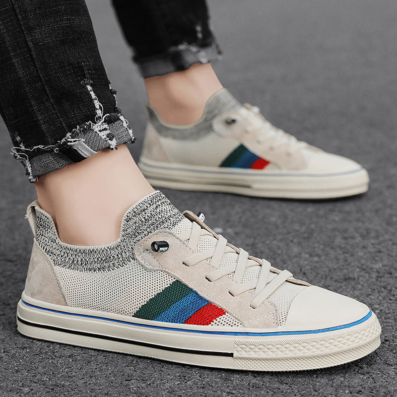 Damen lässige und luftige Sneakers mit elastischem Kragen und modischem Streifen R&B