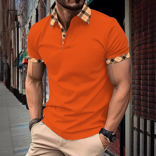 Herren Polohemd mit modernem Karokragen und feuchtigkeitsregulierender Technologie R&B