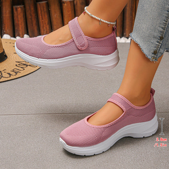 Damen Sportliche Slip-On Sneakers mit atmungsaktivem Mesh-Obermaterial und elastischen Riemen R&B