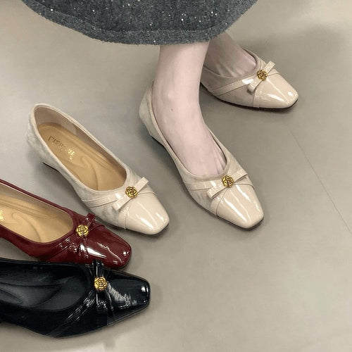 Damen elegante Ballerinas mit dekorativer Schleife und komfortablem Fußbett R&B