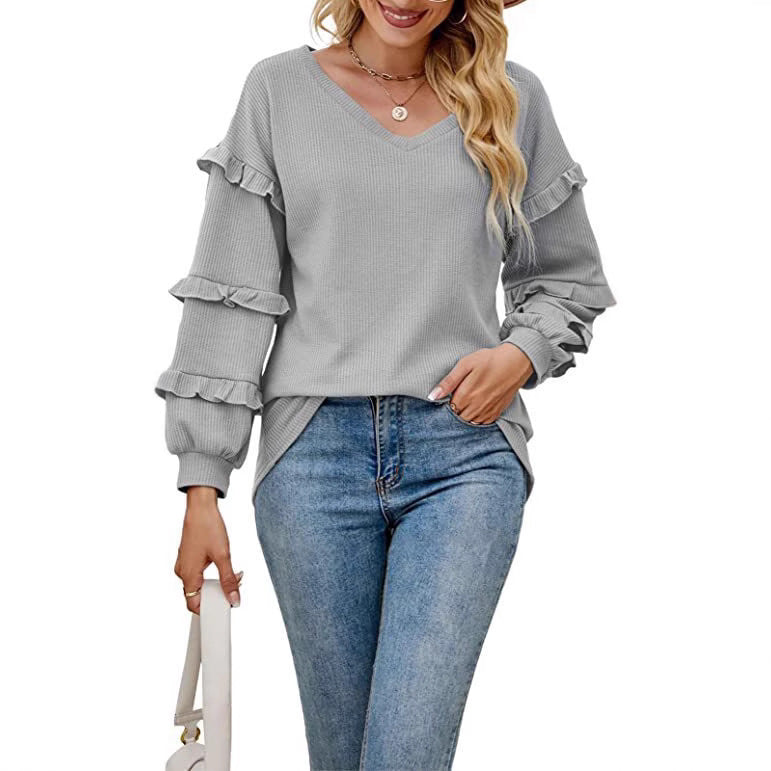 Damen modisches Sweatshirt mit Rüschendetails R&B
