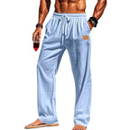 Herren nan leichte Leinenhose mit Tunnelzug, weitem Bein und Seitentaschen R&B