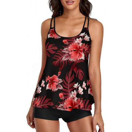 Damen Sportliches Tankini-Set mit bequemem Shorts und verstellbaren Trägern R&B