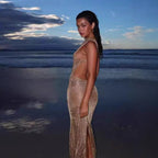 Damen Transparente Maxikleid mit schimmerndem Effekt R&B