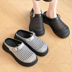 Damen Clogs mit stilvollem Wabenmuster und komfortablem Plateau R&B