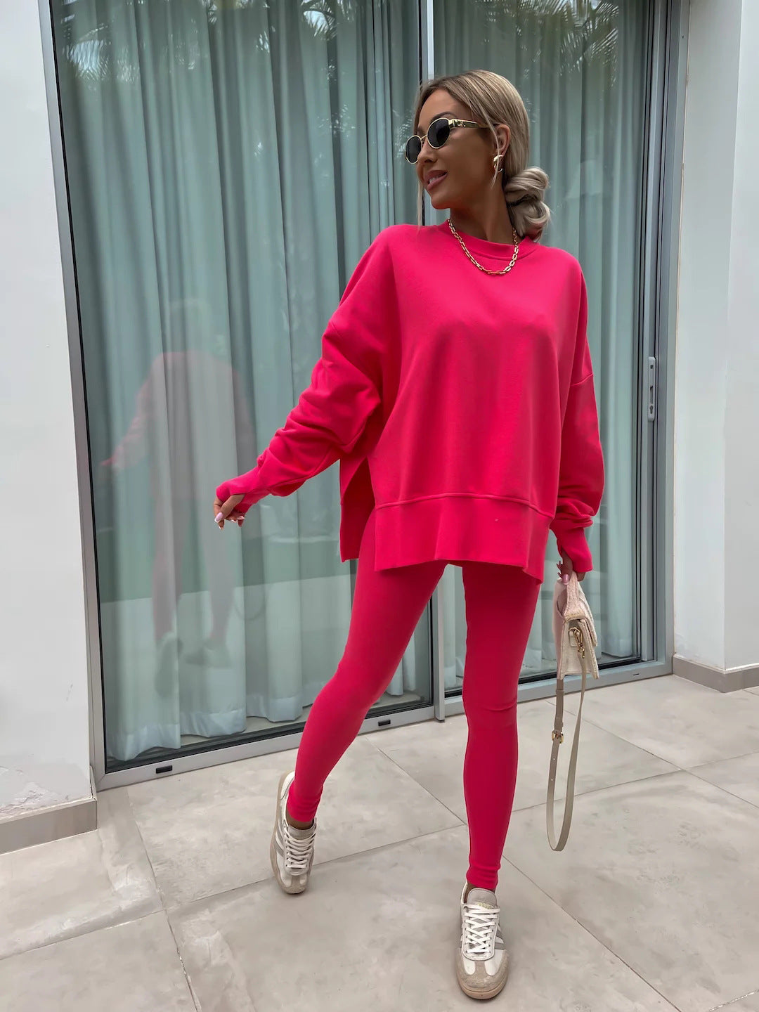 Damen lässiger Oversized-Sweater und leggings im Set R&B
