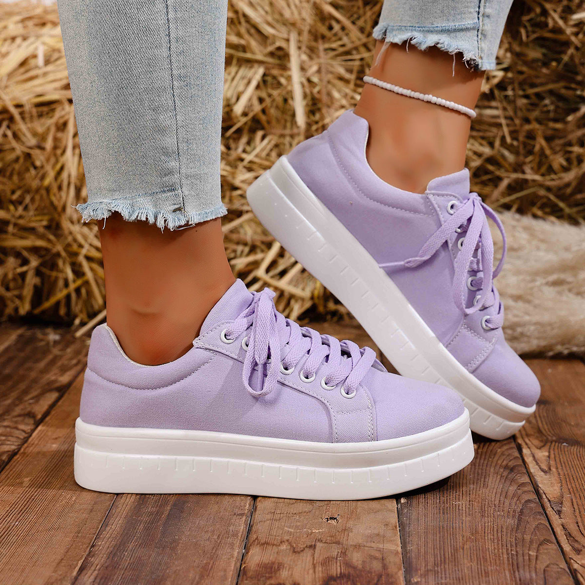Damen modische Plateau-Sneaker mit atmungsaktivem Obermaterial R&B