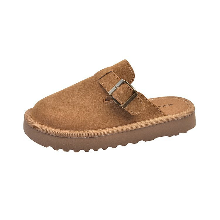 Damen bequeme Clogs aus weichem Wildleder mit modischem Schnallenverschluss R&B
