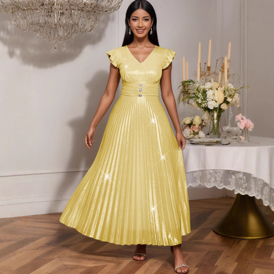 Damen Fließendes Maxikleid mit Raffungen R&B