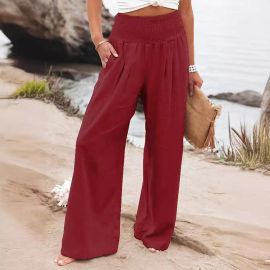 Damen weite Sommerhose mit elastischem Bund und komfortablem Schnitt R&B