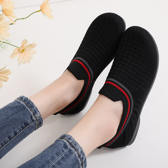 Damen atmungsaktive Slip-On Sneakers mit elastischem Kragen R&B