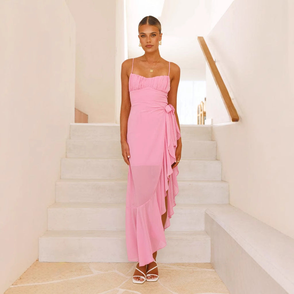 Damen Maxi-Kleid mit fließendem Schnitt und Rüschen R&B