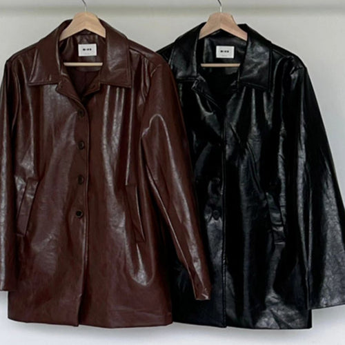 Damen lässige und stylische Kunstlederjacke R&B