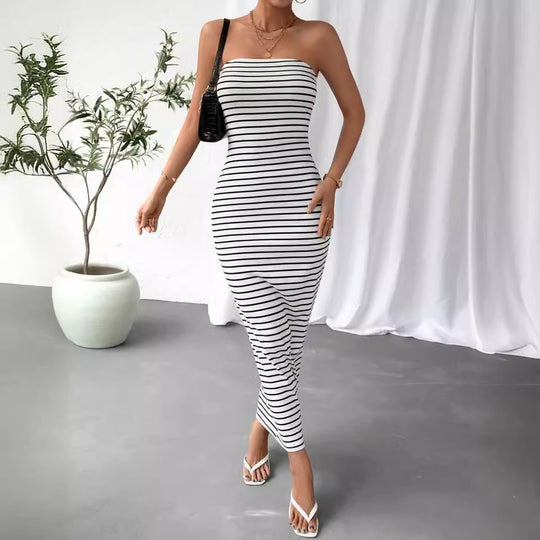 Damen Maxikleid im trendigen Streifenlook R&B