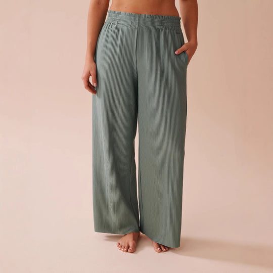Damen Plissee-Hose mit elastischem Bund und Seitentaschen R&B