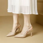 Damen Slingback-Pumps mit spitzem Design und elegantem Hochglanz