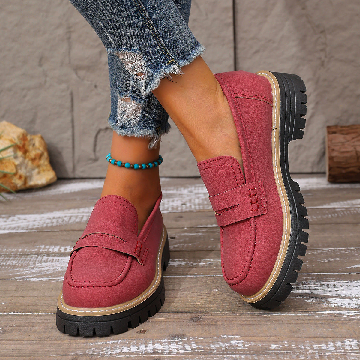 Damen Bequeme Mokassins mit robuster Sohle und elegantem Design R&B