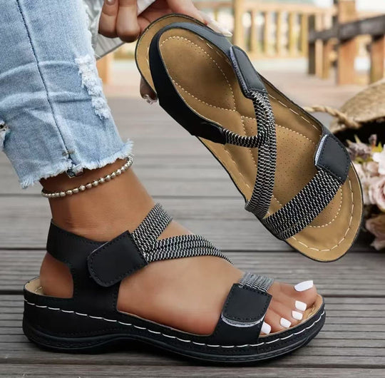 Damen Sandalen mit verstellbarem Riemen und ergonomischem Fußbett R&B