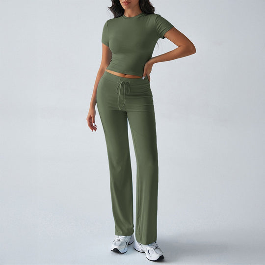 Damen Sportliches Lounge-Set mit elastischem Bund und figurbetontem Oberteil R&B