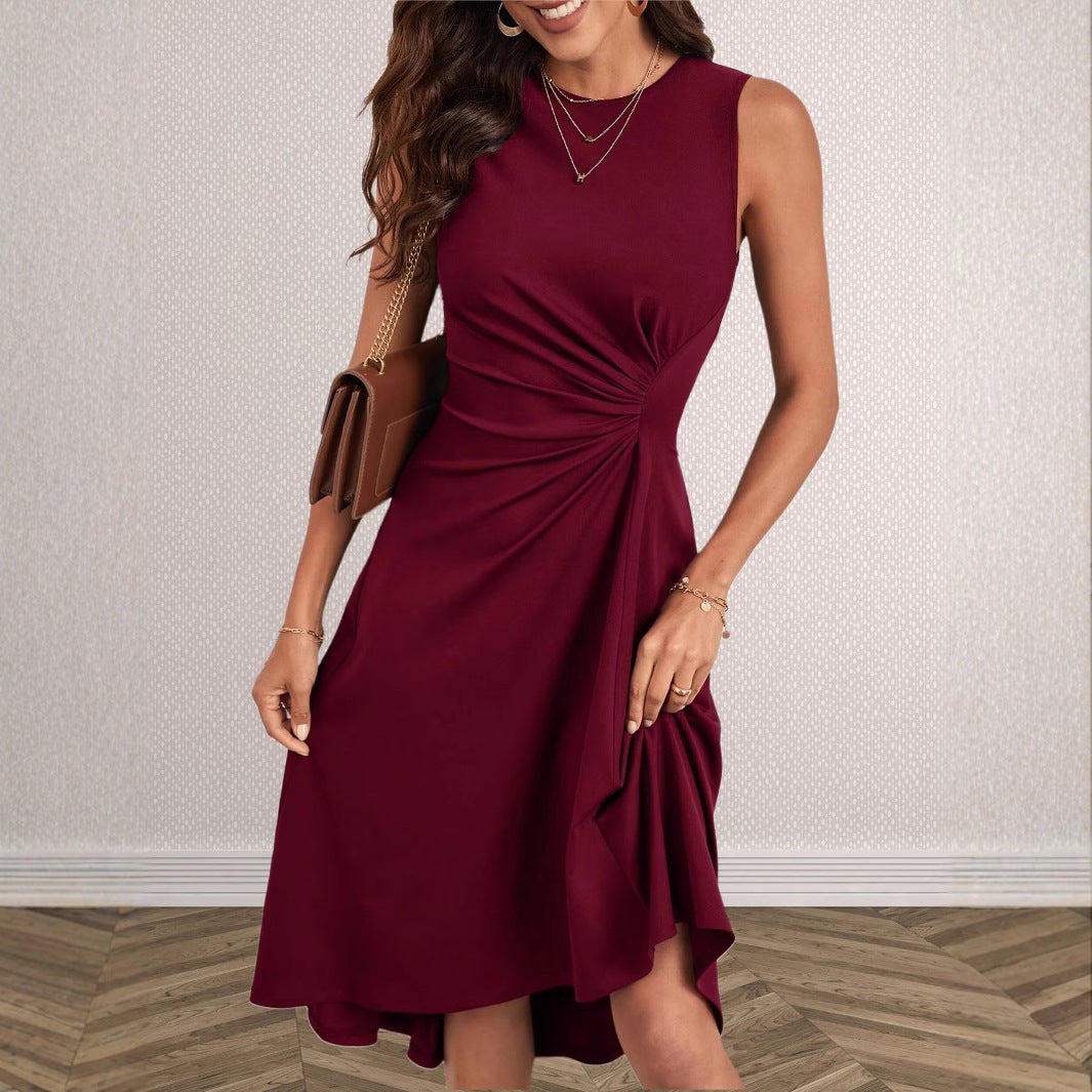 Damen Elegantes Wickelkleid mit asymmetrischem Saum und gerafften Details R&B