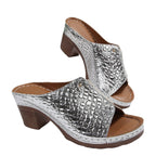 Damen Wedge-Sandaletten mit glänzender Kroko-Optik und komfortablem Blockabsatz R&B