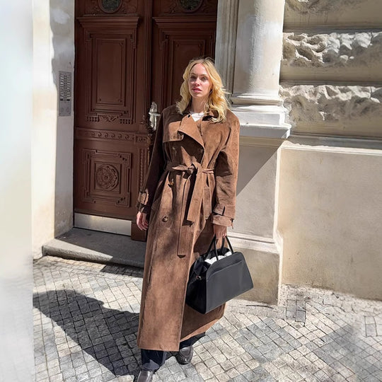 Damen Langmantel aus softem Wildleder R&B