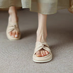 Damen Bequeme Zehentrenner-Pantoletten mit modischem Knoten-Design R&B