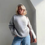Damen Oversized Strickpullover aus weichem Material mit Rundhalsausschnitt und lockerer Passform R&B