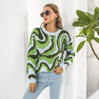 Damen lässiger Pullover mit einzigartigem Wellenmuster R&B