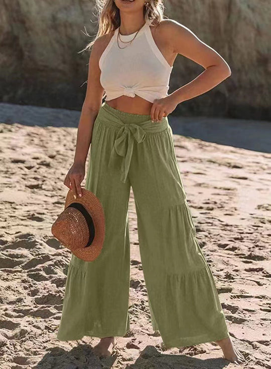 Damen Strandhose mit elastischem Bund und weitem Schnitt R&B