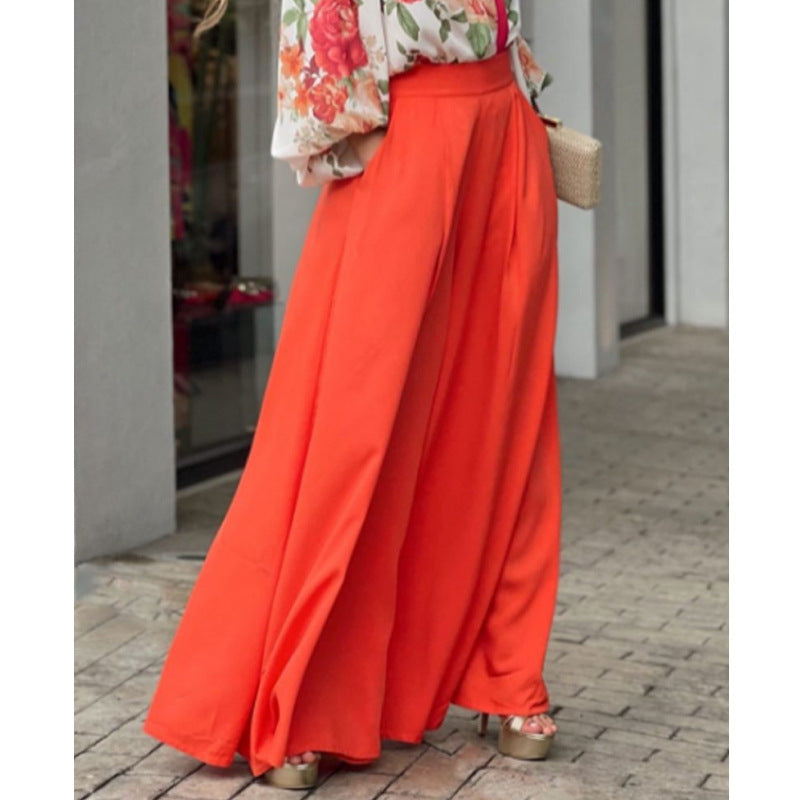 Damen Elegante und luftige Palazzo-Hose mit hohem Bund R&B
