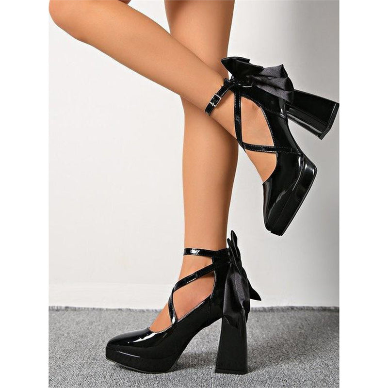 Damen elegante High Heel Schuhe mit Riemen und Schleifenverzierung R&B