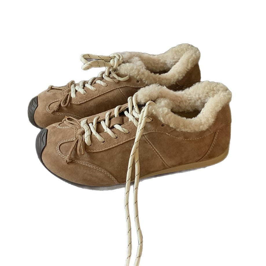 Damen Sportliche Winter-Sneaker mit kuscheligem Kunstfellkragen und rutschfester Sohle R&B