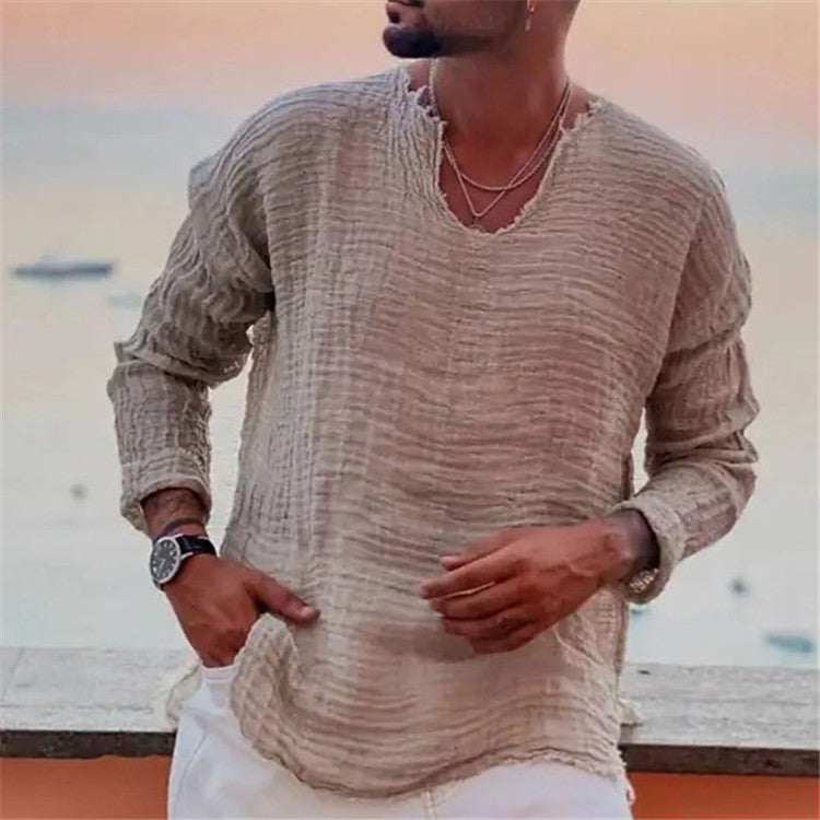 Herren lässiges Leinenhemd R&B