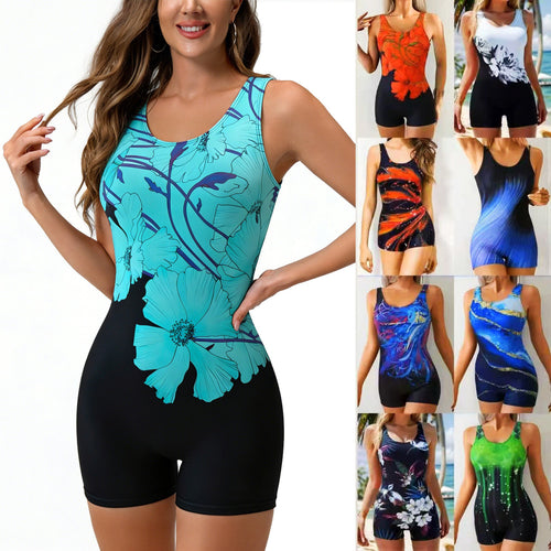 Damen Sportlicher Einteiler Badeanzug mit trendigem Grafikdesign R&B