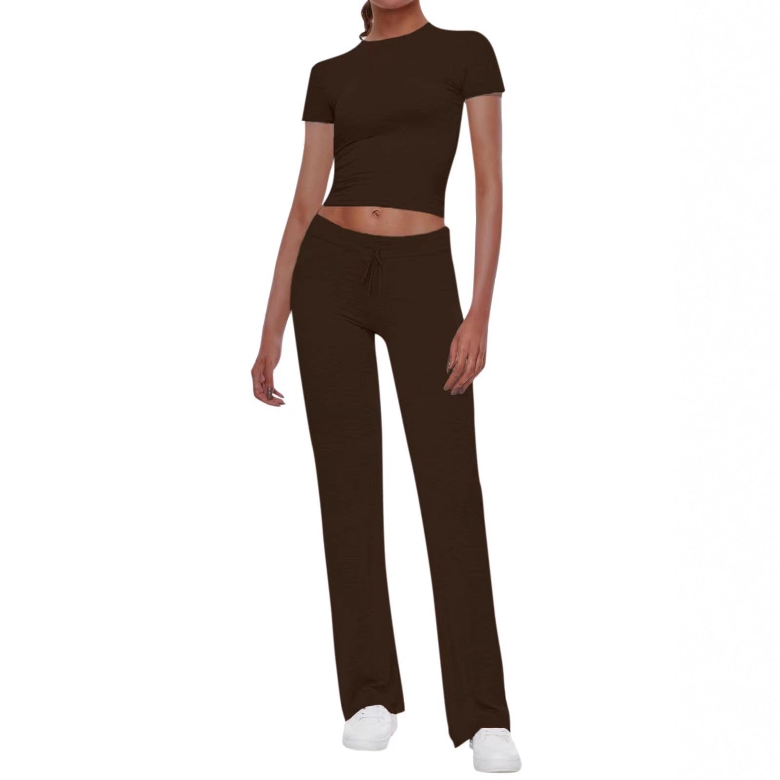 Damen Sportliches Set aus cropped Oberteil und weit geschnittenen Pants R&B