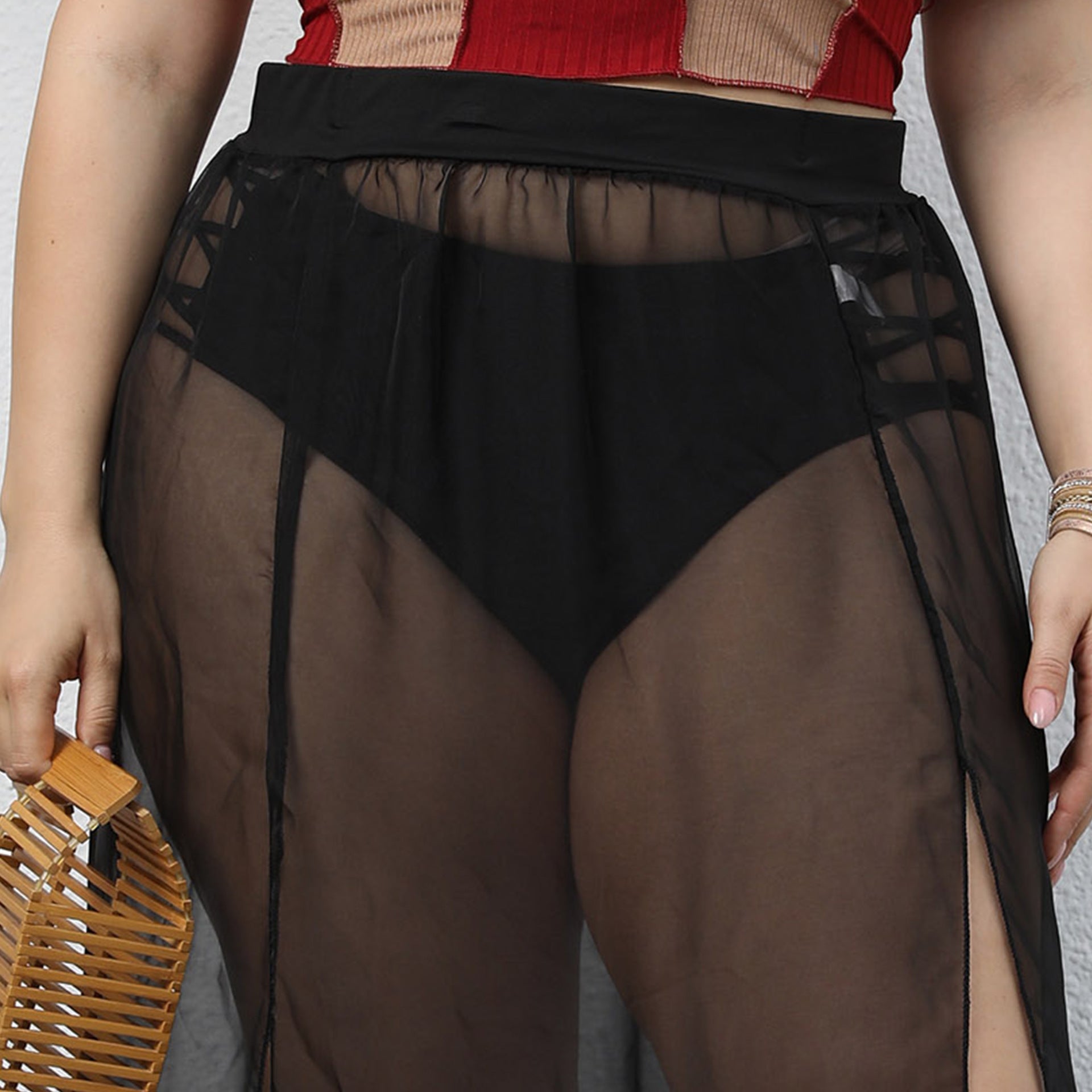 Damen transparenter Maxirock R&B