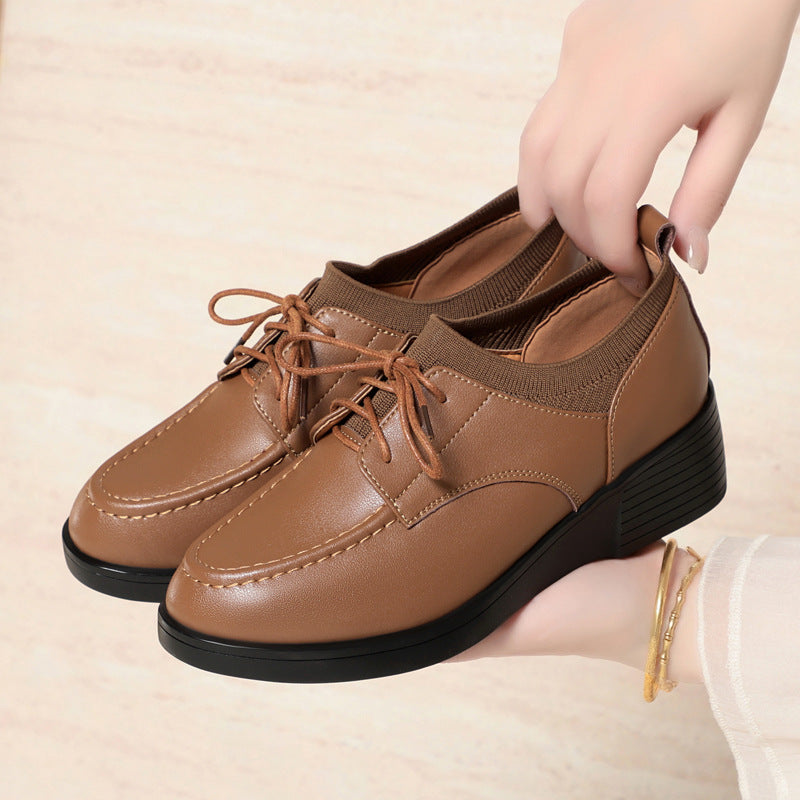 Damen Komfortable Schnürschuhe mit elegantem Blockabsatz und atmungsaktiver Oberflächenstruktur R&B