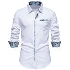 Herren elegantes Langarmhemd mit Leopardenmuster