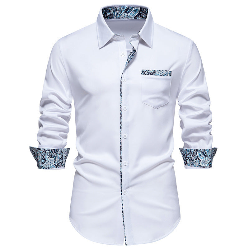 Herren elegantes Langarmhemd mit Leopardenmuster